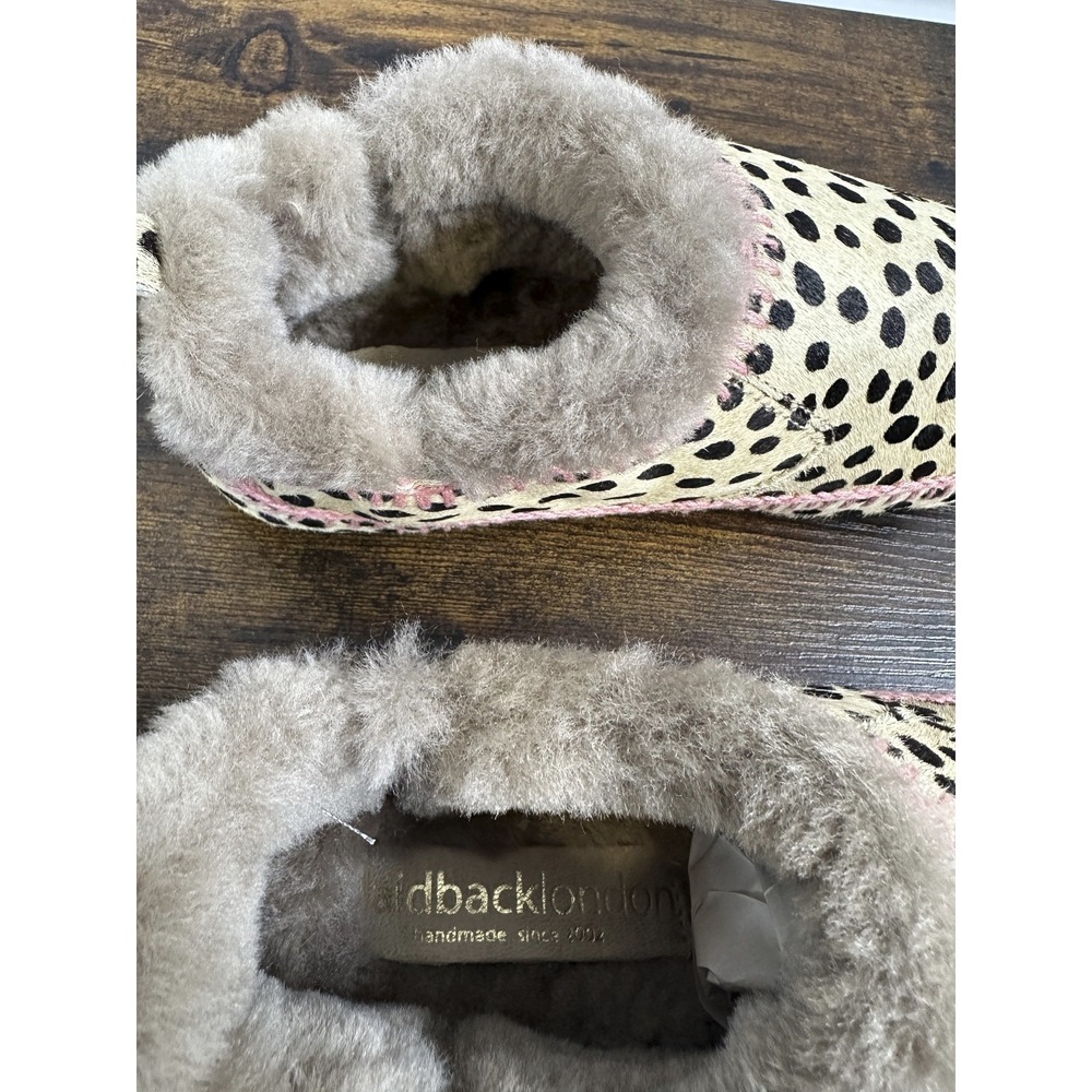 Laidback London Printed Embroidered Suede Slippers Size 37 US 6 Shearling Anthro - Picture 11 of 16